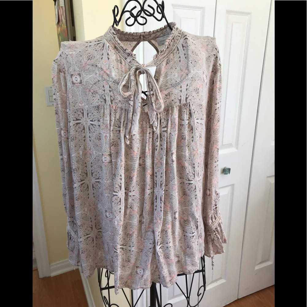 Lucky Brand Women's Blouse in Cream and Pink
